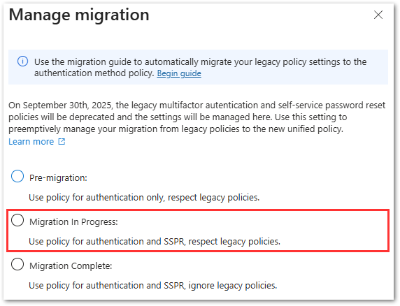 MFA Migration Status