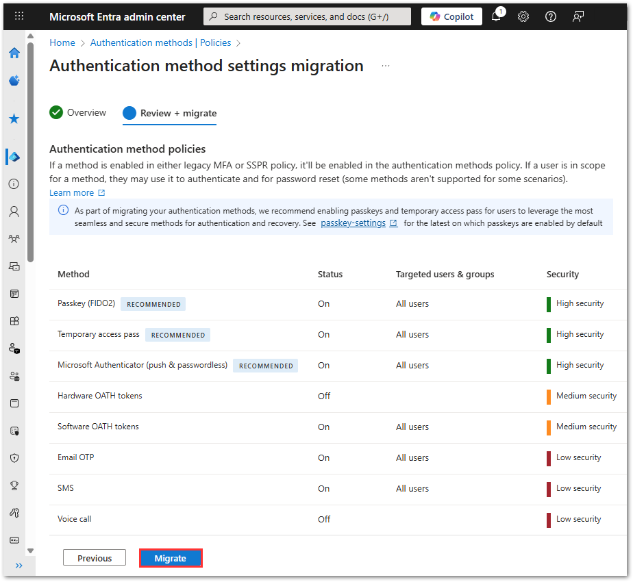 Migration Wizard for Legacy to Modern MFA
