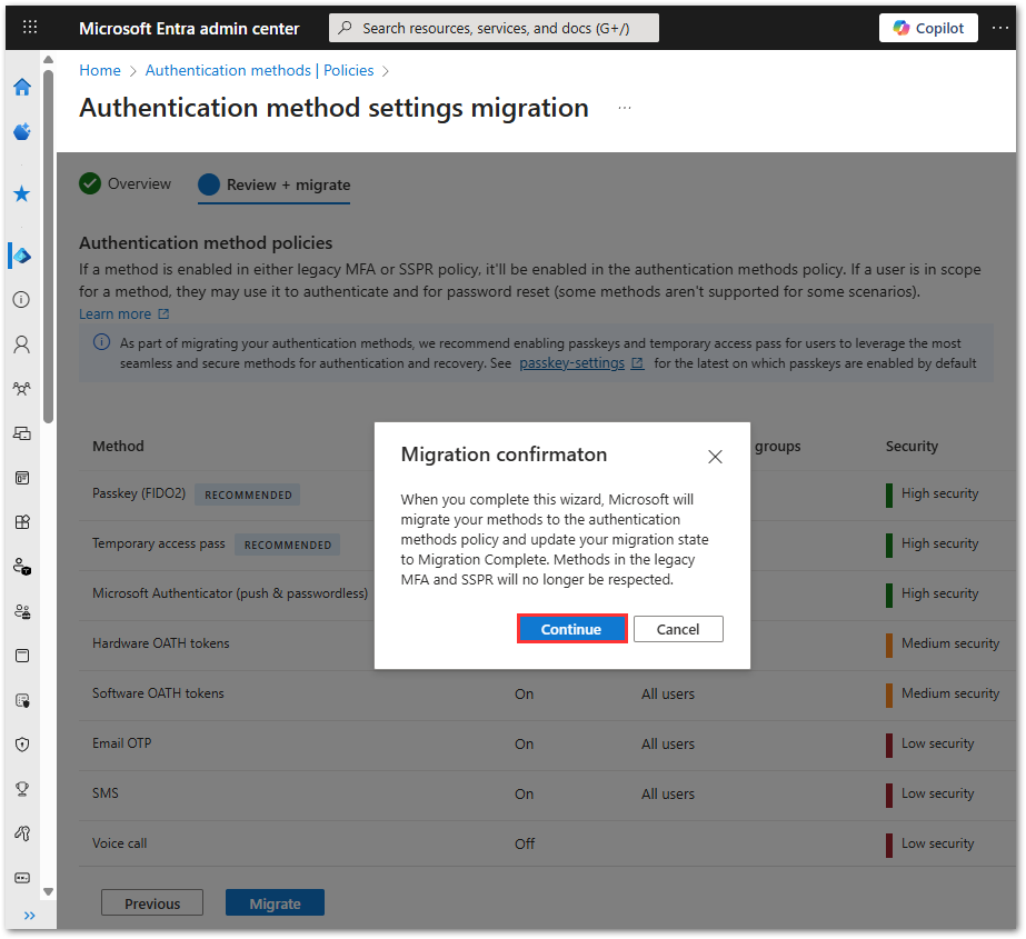 Migration Wizard for Legacy to Modern MFA