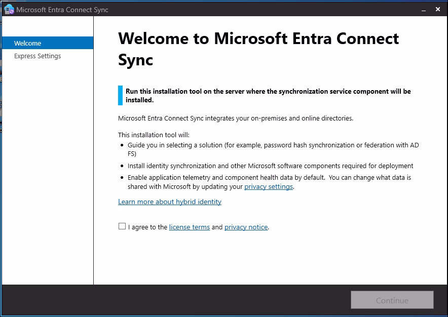 Image Source: Microsoft Learn — Entra Connect Express Installation (install-3.png)
https://learn.microsoft.com/en-us/entra/identity/hybrid/connect/media/how-to-connect-install-express/install-3.png
